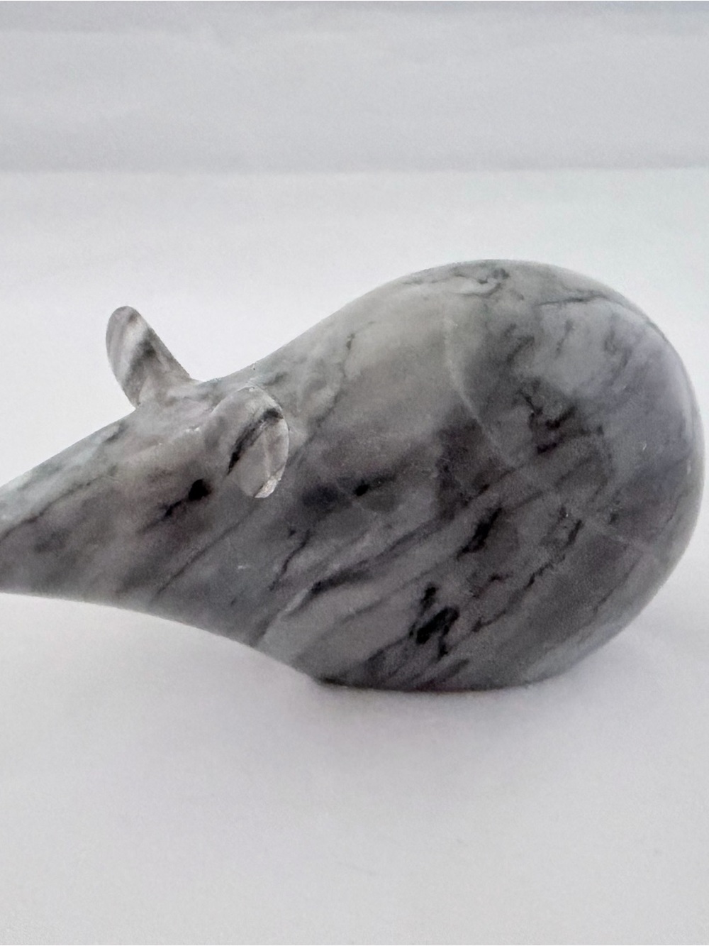 Vintage Hand Carved Gray Decorative Mouse Sculpture - Home Art Accent